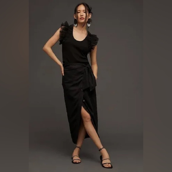 Anthropologie DOLAN Tulle Sleeve Black Tank Top - Picture 4 of 10